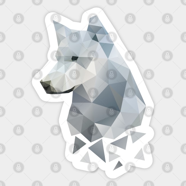 Dramabite Low-poly polygon grey wolf geometric minimal illustration Sticker by dramabite